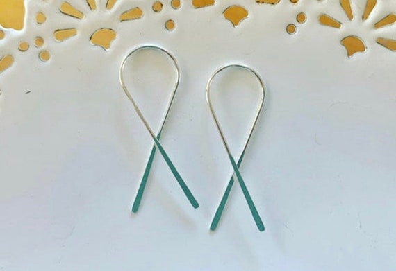 Silver Ribbon Hoop Earrings