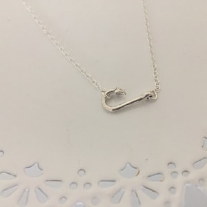 Fish Hook Necklace, Hook Necklace, Sterling Silver Fish Hook Necklace, Fish Hook Pendant, Fisherman Necklace, Wilderness Gift, Fishing