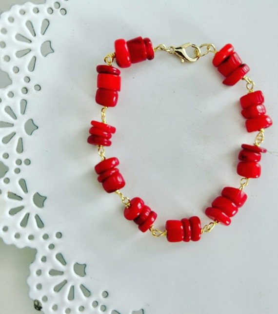 Coral Gemstone Bracelet