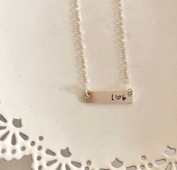 You + Me Stamped Bar Necklace