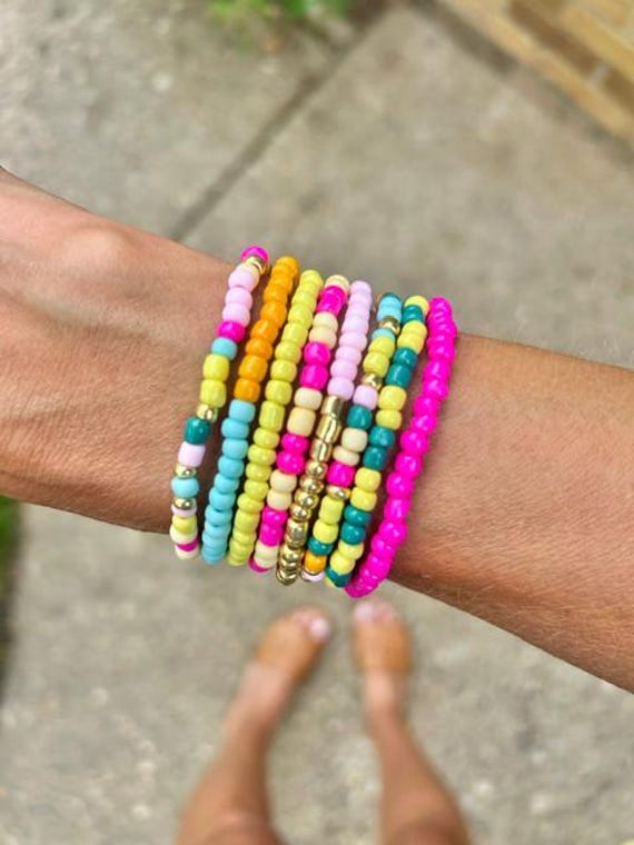Bright Summer Beaded Bracelet Stack