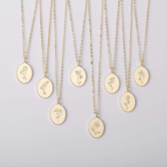 Gold Birth Flower Necklace