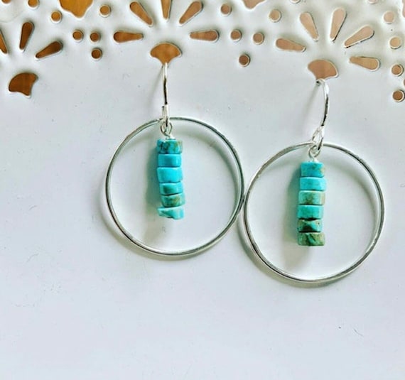 Turquoise Circle Statement Earrings