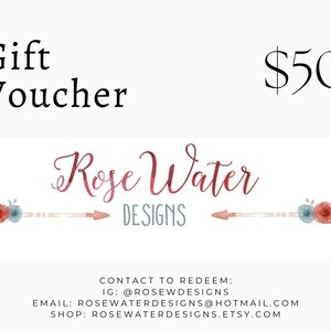 Diseño de agua de rosas Certificado de regalo I Descarga de tarjeta de regalo I Tarjeta de regalo imprimible I Tarjeta de regalo instantánea I Tarjeta de regalo de joyería