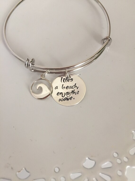 Life's A Beach, Enjoy The Wave Bangle Bracelet