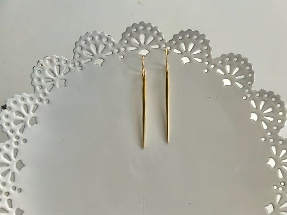 Long Gold Spike Earrings