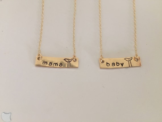 Mama Bird and Baby Bird Necklace Set