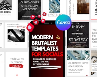 Modern Brutalist & Swiss Editorial Canva Templates | Instagram Social Media Posts for Coaches, Creators, Marketers | Clean Minimal IG Posts
