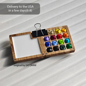 Wooden folding palette for watercolor by GO DRAW