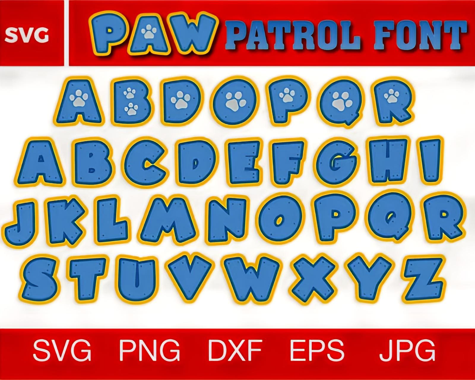 Paw Patrol Font Bundle| 3D Paw Alphabet Clipart Blue Pink | Paw Letters ...