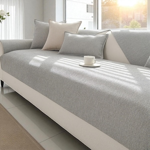 Luxury Solid Color Sofa Cover – High-Grade Non-Slip Couch Protector Leather Sofas | Elegant All-Season Cushion Slipcover, Minimalist Decor
