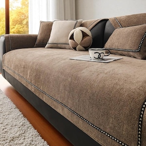 Premium chenille Sofa Cover – Non-Slip Leather Couch Protector | Four Seasons Universal Sofa Towel in High-End Modern Fragrance Style