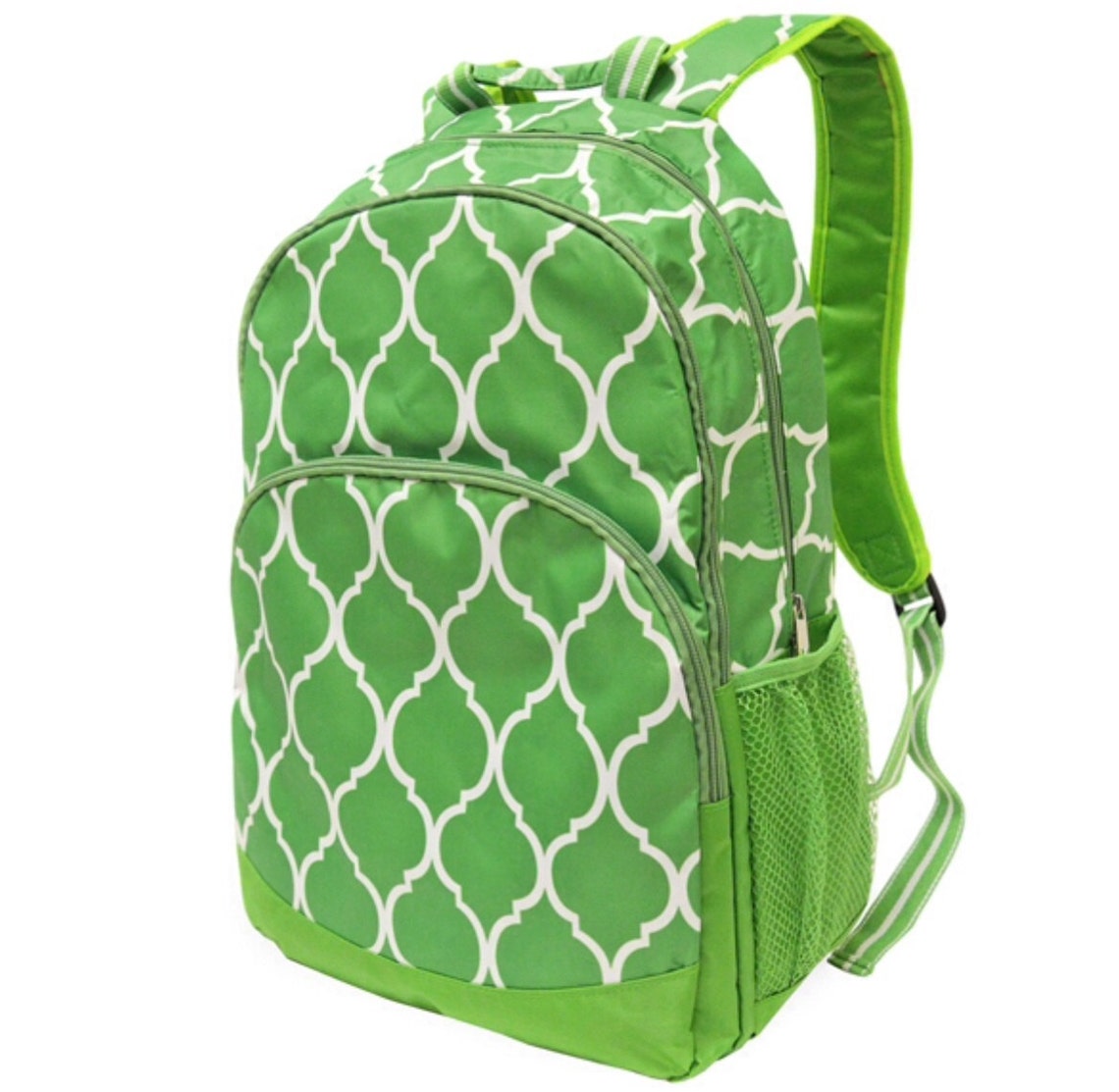 Lime Green Quatrefoil Backpack from All for Color monogrammed Etsy