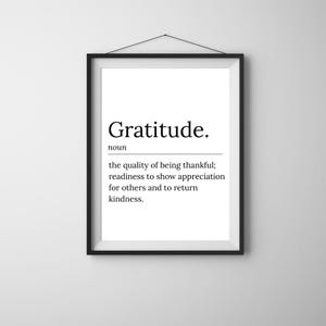 Gratitude Definition, Motivational Wall Art Poster, Motivational Print, Motivational Quote, Office Wall Art, Home Office Decor.