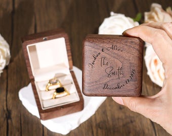 Personalized Wedding Ring Box,Engraved Ring Bearer Box,Engagement Ring Holder,Unique Ring Bearer for Couple,Anniversary Gift for Her Wife