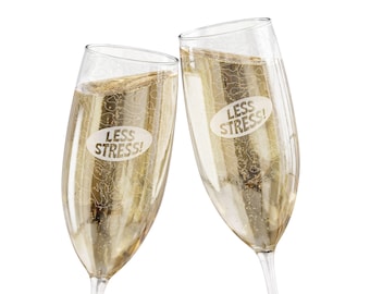 Engraved Floral Script Champagne Glass