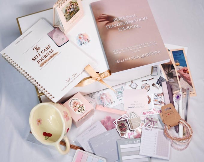 Featured listing image: Mindful Self-Care Gift Box for Women | Personal Growth Kit with Journals, Affirmation Cards
