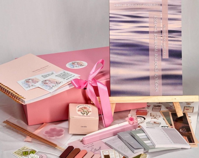 Featured listing image: Self-Care Gift Box – Journal, Planner, Candle & Palo Santo – Mindfulness Stationery Set for Women — get a free book “14-Day Challenge”