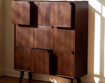 Armario de almacenamiento moderno con cajones, mueble auxiliar de estilo de mediados de siglo para recibidor y sala de estar.