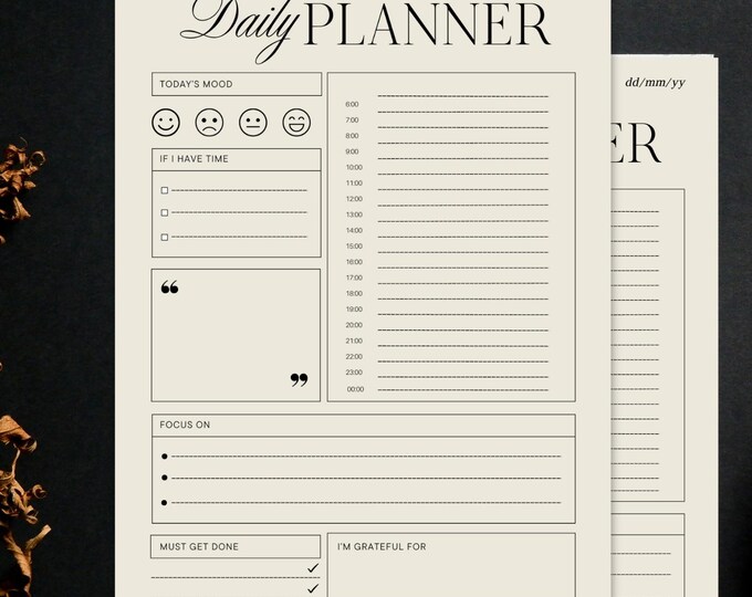 Beige Minimalist Daily Planner | Printable A4 Productivity Template ...