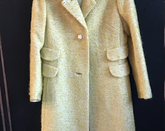 Vintage Dumas of California 1960's Ladies Yellow Tweed Coat