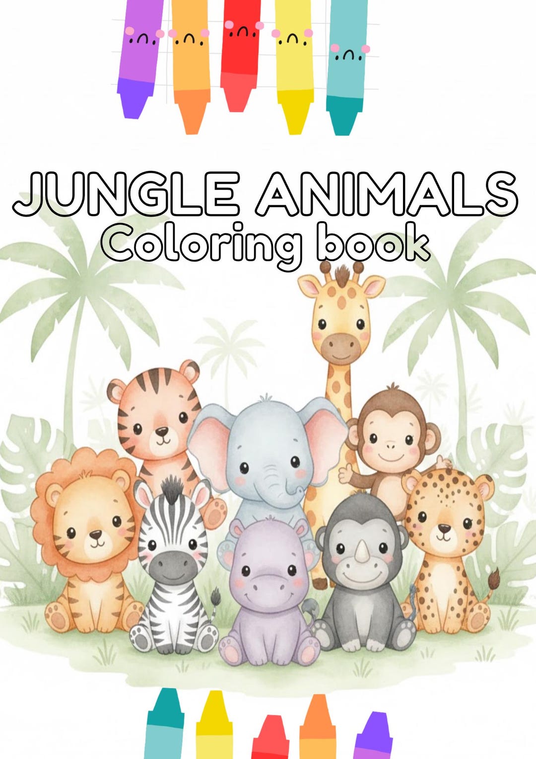 Jungle Animals Coloring Pages for Toddlers, Safari Animal Printable ...