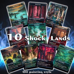 Oil Painting Style MTG Shock Land Set: Custom Game Card Proxy