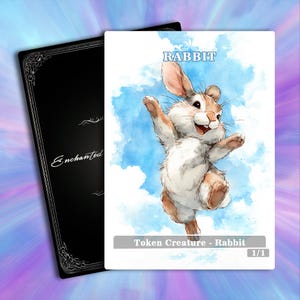 Rabbit Token MTG Proxy: Full Art Joyful Bunny (1/1 Custom Token for Magic Decks)