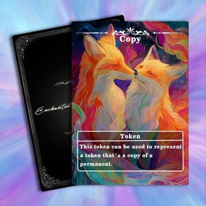 Copy Token MTG - Full Art Custom Magic Proxies - Tokens for your Favorite Decks,Dreamy Rainbow - Hued Fox Pair