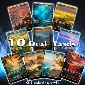 Oil Painting Style MTG Dual Land Set: Custom Game Card Proxy (10 Cards)