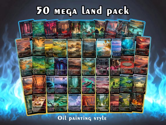 Full-art Custom Land Cards : (50 Cards)oil Painting Style,bright Colors  English Cards, Borderless,proxy Deck,land Pack,gifts for Husband - Etsy