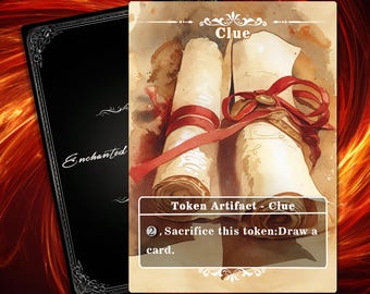 Full Art Clue Token: Custom  Full Art TCG  - Watercolor Vintage Scroll, token for mtg