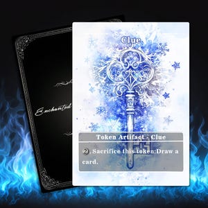 Full Art Clue Token: Custom MTG Proxy - Winter&#39;s Enchanted Key