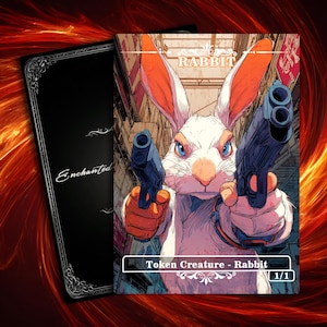 Cyberpunk Rabbit Token MTG: Full Art Custom Magic Proxy