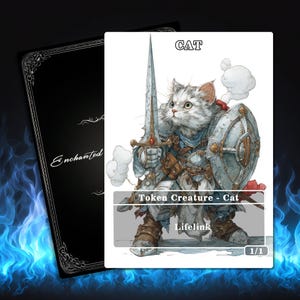 Watercolor Cat Knight Token MTG (1/1) - Full Art Custom Magic Proxy