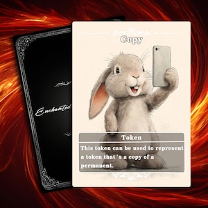 Copy Token MTG - Full Art Custom Magic Proxies - Tokens for your Favorite Decks,Selfie - Taking Bunny
