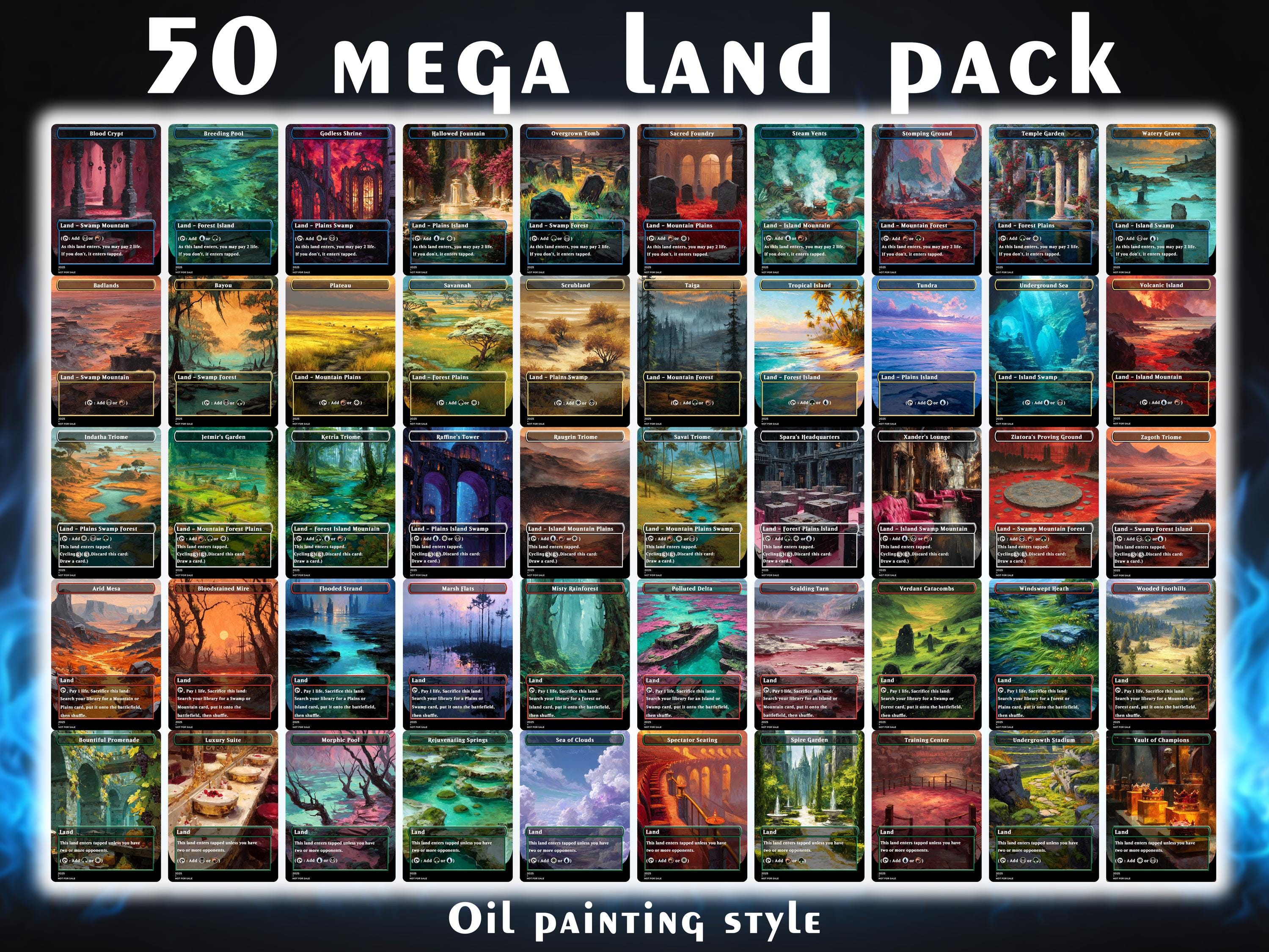 Full-art Custom Land Cards : (50 Cards)oil Painting Style,bright