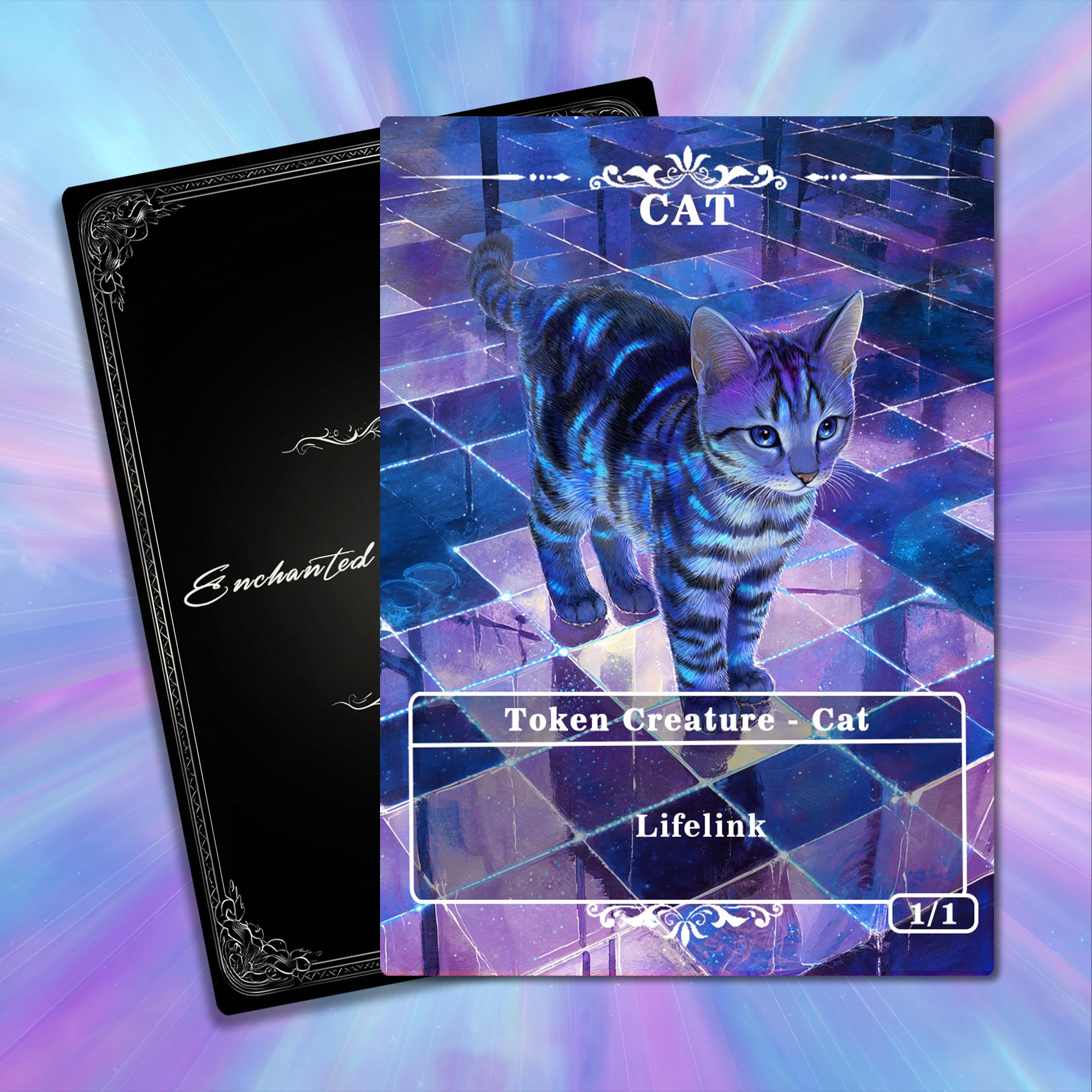 mtg cat token cards Stainless Steel Cat Token - Metal MTG Tokens main image 1