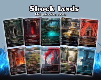 10x Shock Lands -  Full Art TCG ,No Foil/Foil/Broken Glass,Full Art TCG  Cards,Full-Art Set with Unique Artwork