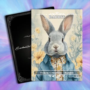 Rabbit Token MTG Proxy: Full Art Chic Bunny in Denim