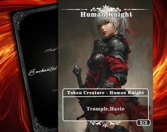 Human Knight Token : Full Art Custom Magic Full Art TCG, token for mtg