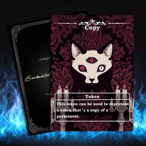 Copy Token MTG - Full Art Custom Magic Proxies - Tokens for your Favorite Decks,Gothic Three - Eyed Cat Portrait