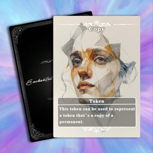 Copy Token MTG - Full Art Custom Magic Proxies - Tokens for your Favorite Decks,Deconstructed Human Face in Watercolor
