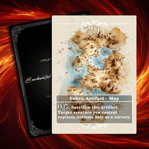Map Token MTG - Full Art Custom Magic Proxies - Tokens for your Favorite Decks,Fantasy Watercolor Exploration Chart
