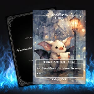 Full Art Clue Token: Custom Magic Proxy - Enchanted Piglet