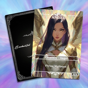 Full Art Angel Token: Custom MTG Proxy (4/4 Flying Warrior)