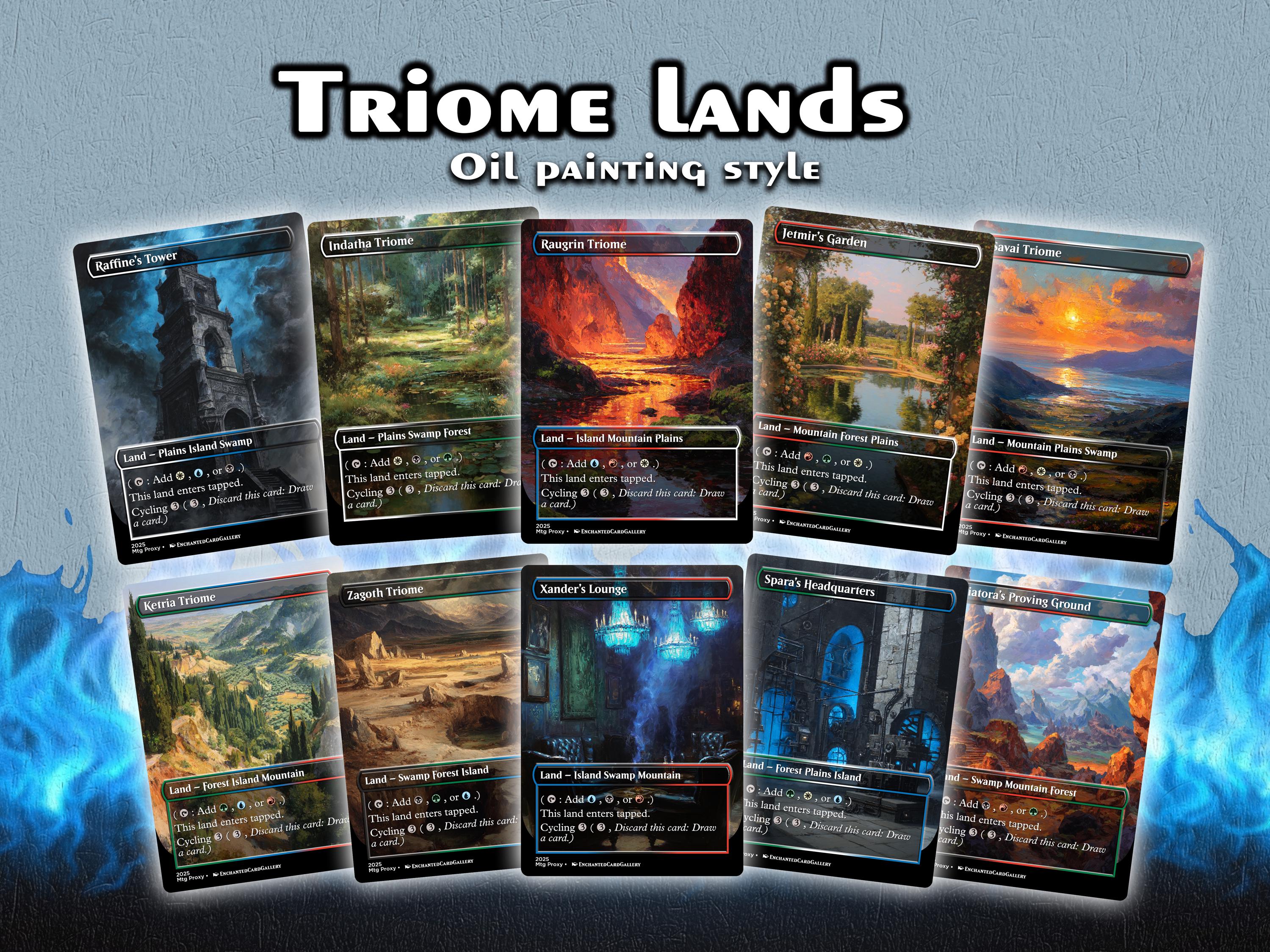 50 Full Art TCG Lands Pack:pack Shock Dual Fetch Triome Bond Lands