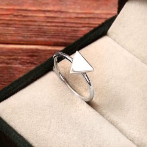 Geometric Sterling Silver Triangle Ring | Modern Minimalist Design | Stackable Dainty Band | Chic Gift