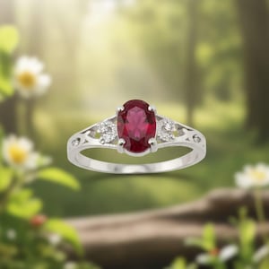 Handmade Sterling Silver Green Ruby Ring – Elegant Filigree Jewelry