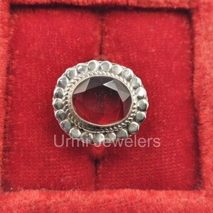 925 Sterling Silber Roter Rubin Ring - Vintage Boho Statement Schmuck